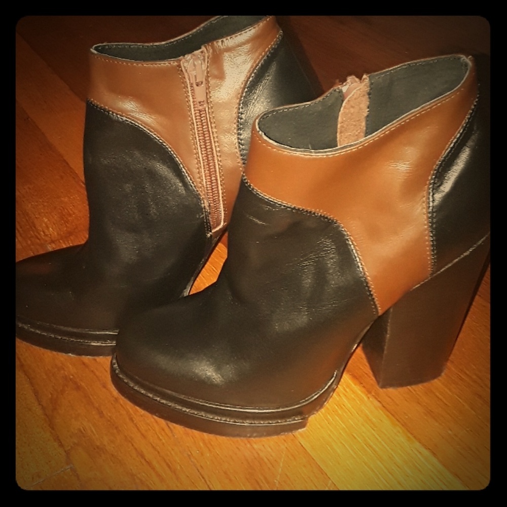Sexy Black & Brown Platform Booties